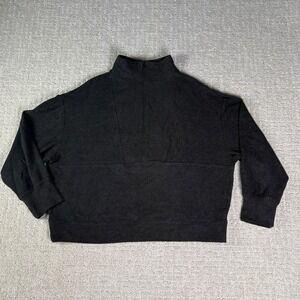 Faherty Black Organic Cotton Blend Quarter Zip Pullover Sweater Womens XL